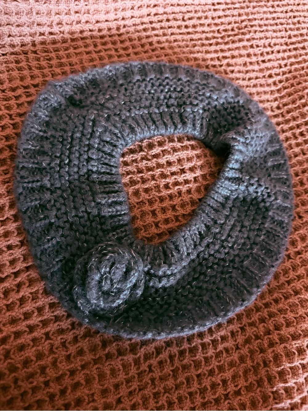Cozy Gray Knit Ear Warmer with Decorative Flower
